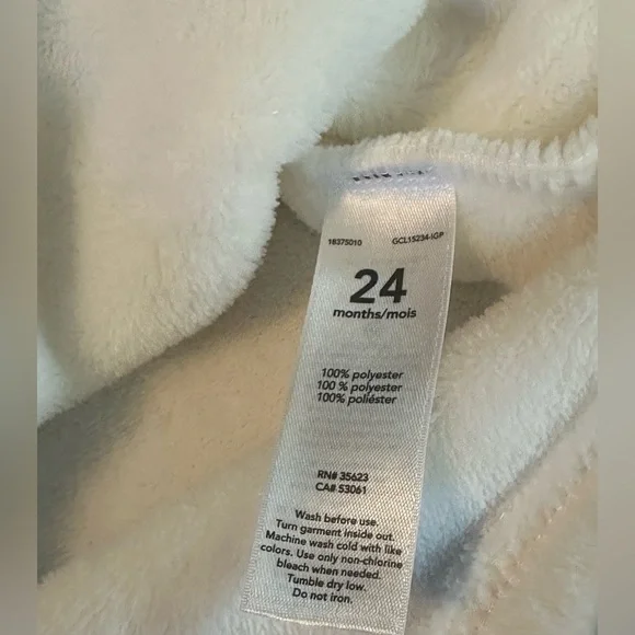 Carter’s Cozy White Fleece Pullover Hoodie (24M) – Soft, Lightweight Layer - Picture 4 of 7